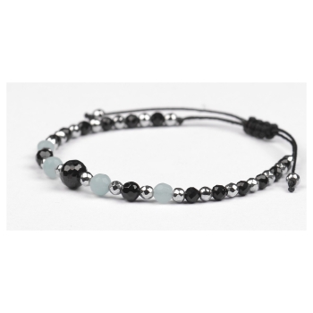 Bransoletka celebrytka czarny TURMALIN AMAZONIT HEMATYT ochrona i spokój